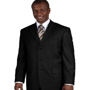 Pleated Suit - Mens Suits With Pleated Pant - Regular Fit Suit - Black Regular S